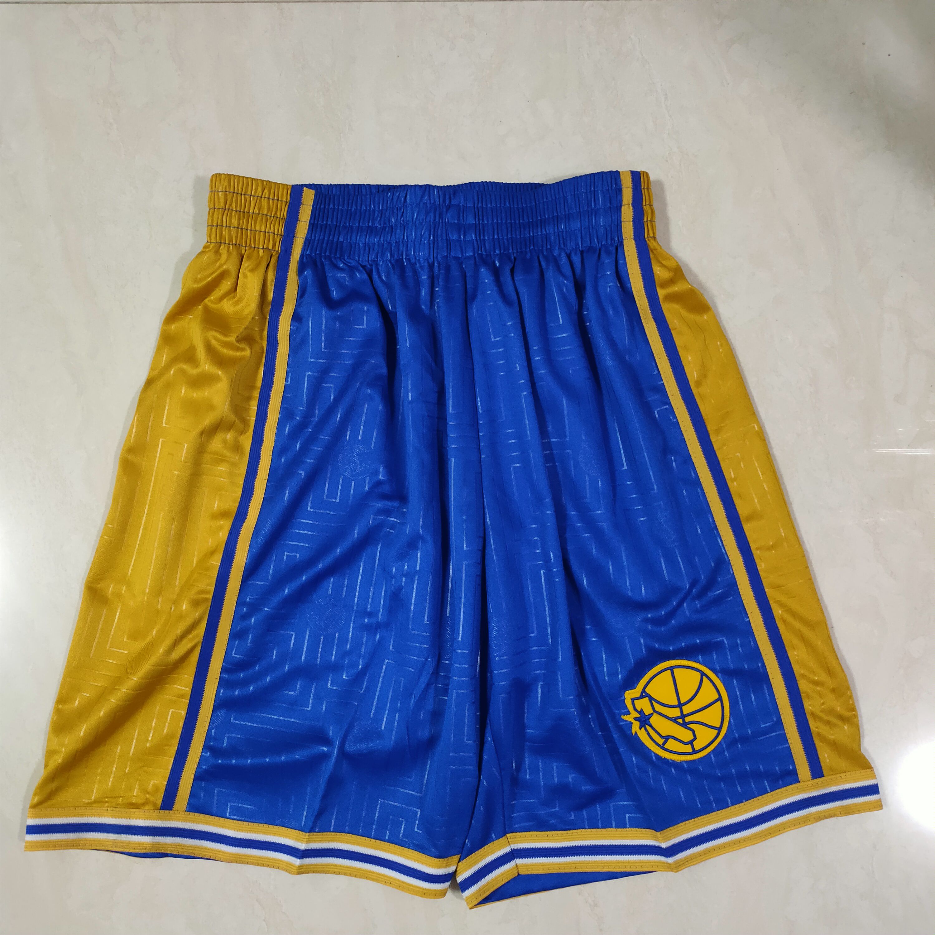 Cheap Men NBA Golden State Warriors Blue Shorts 0416